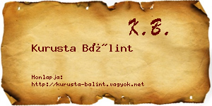 Kurusta Bálint névjegykártya